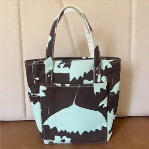 HABLE CONSTRUCTION El Hombre Brown & Turquoise Flower Print Canvas Tote Bag